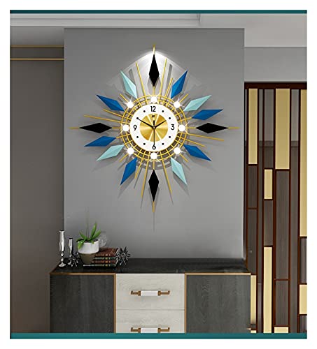 FJYDBTWJ Relojes de Pared Moderna Contemporánea Creative Americano Baterías Que Funcionan con una Sala de Estar sin Ticking Roje de Metal Decorativo de Cuarzo