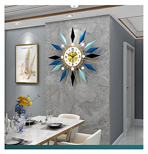 FJYDBTWJ Relojes de Pared Moderna Contemporánea Creative Americano Baterías Que Funcionan con una Sala de Estar sin Ticking Roje de Metal Decorativo de Cuarzo