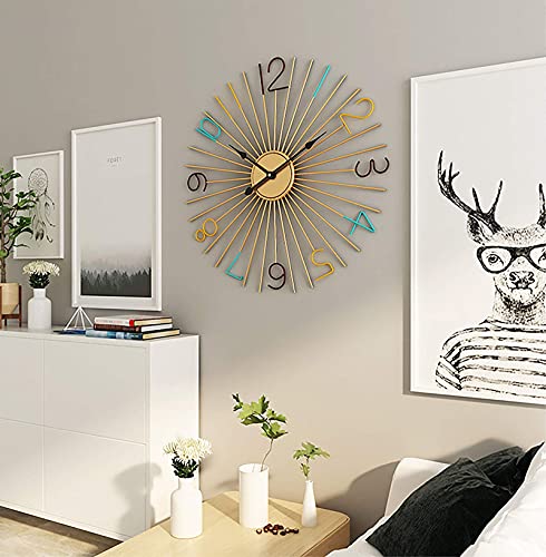 Genérico Reloj de Pared silencioso de 61 cm, Decorativo de Mediados de Siglo, con diseño de Estrella Grande, de Metal, Estilo mediterráneo, para Sala de Estar (Xb001, Talla única)