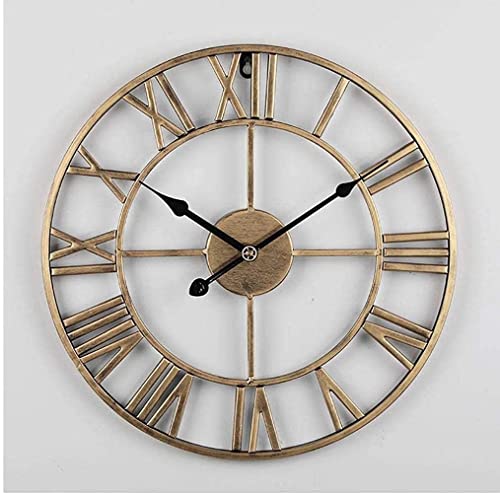 dtkmkj Reloj de Pared para Exteriores Resistente a la Intemperie, Relojes de Pared de jardín Retro, Adornos de jardín de Hierro para Exteriores, sincronización precisa numérica