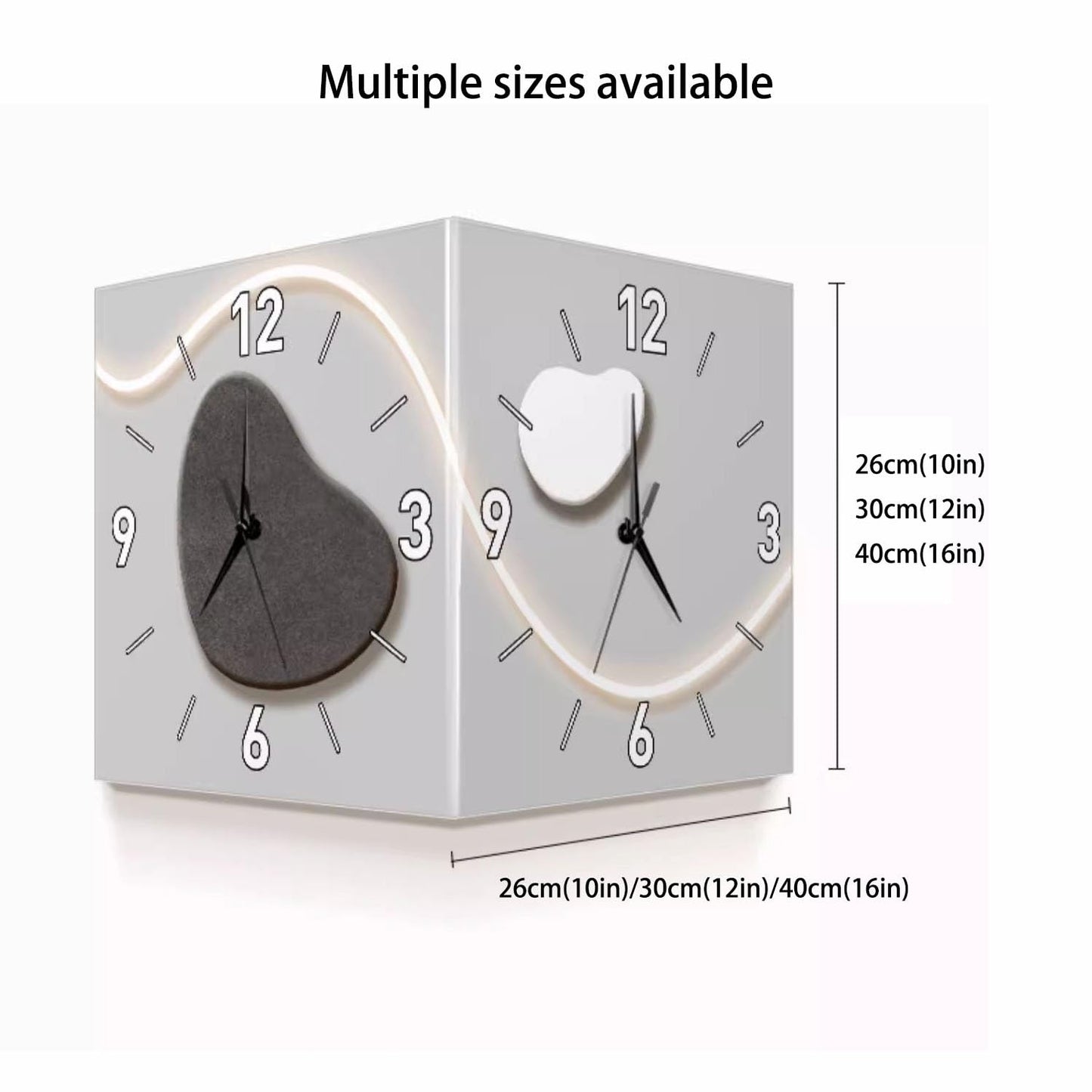 Reloj de pared con sensor luminoso de esquina, reloj de pared de esquina de doble cara con escala numérica, diseño acrílico para dormitorio y sala de estar