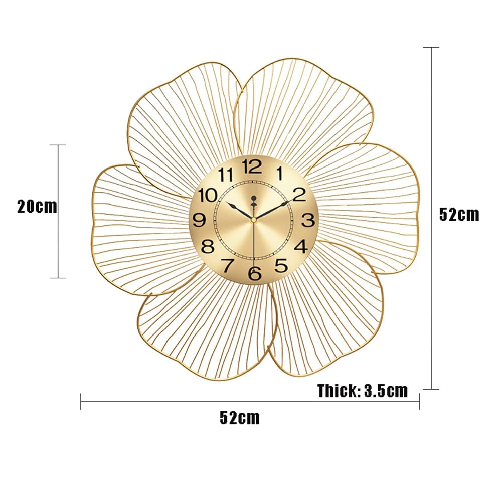 GLTZEN Reloj de Pared Reloj de Arte Moderno Reloj de Pared Grande para decoración de Sala de Estar Decorativo Moderno Sin tictac Relojes de Pared de Metal Dorado silencioso con Pilas Reloj de Pared