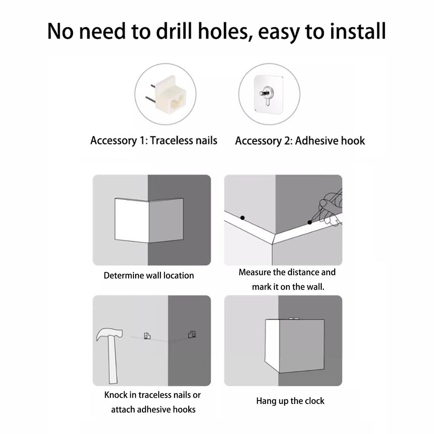 Reloj de pared con sensor luminoso de esquina, reloj de pared de esquina de doble cara con escala numérica, diseño acrílico para dormitorio y sala de estar
