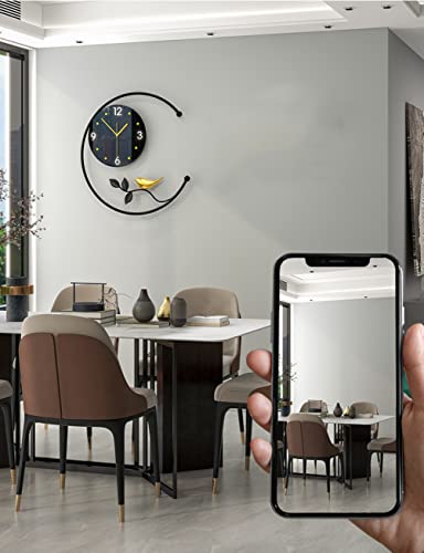 DUPLUSFUN Reloj de Pared Reloj de Pared de Vidrio de Estilo Moderno con Escala de Metal y Material acrílico 3D Reloj Digital sin tictac para decoración de Oficina Cuarzo de Calidad