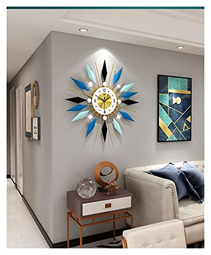 FJYDBTWJ Relojes de Pared Moderna Contemporánea Creative Americano Baterías Que Funcionan con una Sala de Estar sin Ticking Roje de Metal Decorativo de Cuarzo