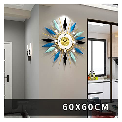 FJYDBTWJ Relojes de Pared Moderna Contemporánea Creative Americano Baterías Que Funcionan con una Sala de Estar sin Ticking Roje de Metal Decorativo de Cuarzo