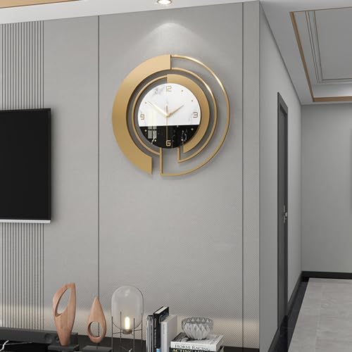 Genérico Reloj de Pared Reloj de Pared Arte Moderno Reloj de Pared de Metal Reloj de Pared Moderno Grande, Funciona con Pilas y fácil de Leer, Reloj silencioso Que no Hace tictac para dormi