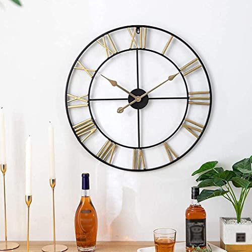 dtkmkj Reloj de Pared para Exteriores Resistente a la Intemperie, Relojes de Pared de jardín Retro, Adornos de jardín de Hierro para Exteriores, sincronización precisa numérica