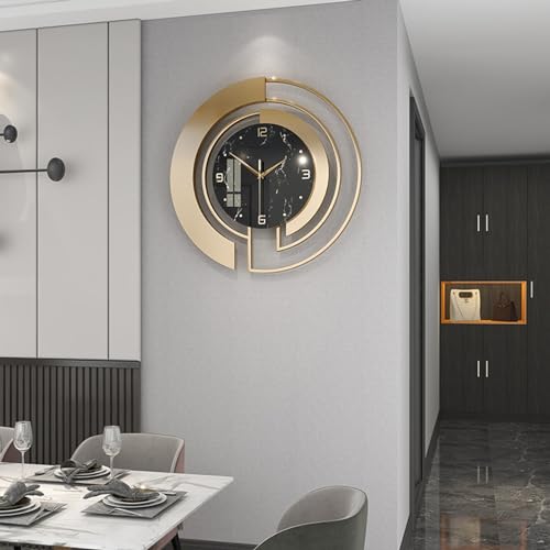 Genérico Reloj de Pared Reloj de Pared Arte Moderno Reloj de Pared de Metal Reloj de Pared Moderno Grande, Funciona con Pilas y fácil de Leer, Reloj silencioso Que no Hace tictac para dormi
