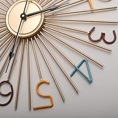 Genérico Reloj de Pared silencioso de 61 cm, Decorativo de Mediados de Siglo, con diseño de Estrella Grande, de Metal, Estilo mediterráneo, para Sala de Estar (Xb001, Talla única)