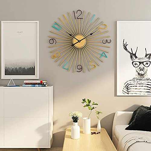 Genérico Reloj de Pared silencioso de 61 cm, Decorativo de Mediados de Siglo, con diseño de Estrella Grande, de Metal, Estilo mediterráneo, para Sala de Estar (Xb001, Talla única)