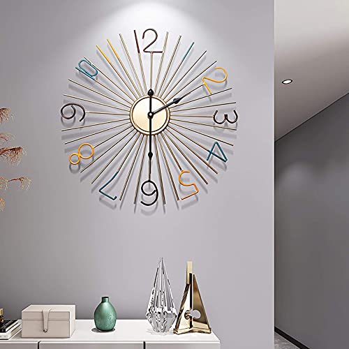 Genérico Reloj de Pared silencioso de 61 cm, Decorativo de Mediados de Siglo, con diseño de Estrella Grande, de Metal, Estilo mediterráneo, para Sala de Estar (Xb001, Talla única)