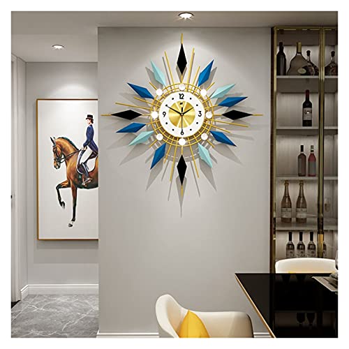 FJYDBTWJ Relojes de Pared Moderna Contemporánea Creative Americano Baterías Que Funcionan con una Sala de Estar sin Ticking Roje de Metal Decorativo de Cuarzo