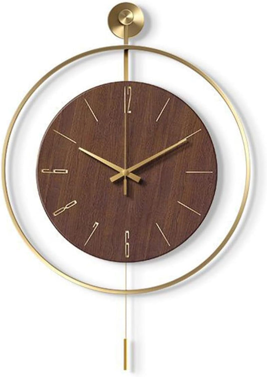 Relojes de pared para decoración de sala de estar, relojes de pared grandes y modernos decorativos con péndulo, funciona con pilas, para dormitorio, oficina, cocina, hogar, reloj de cuarzo de metal