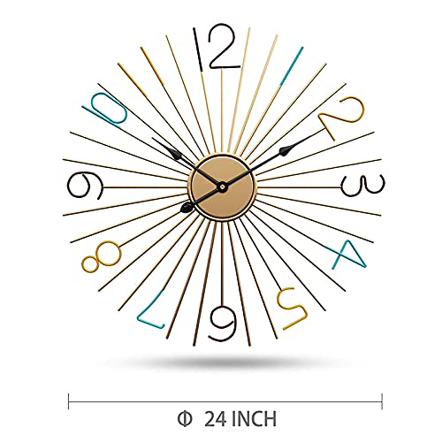 Genérico Reloj de Pared silencioso de 61 cm, Decorativo de Mediados de Siglo, con diseño de Estrella Grande, de Metal, Estilo mediterráneo, para Sala de Estar (Xb001, Talla única)