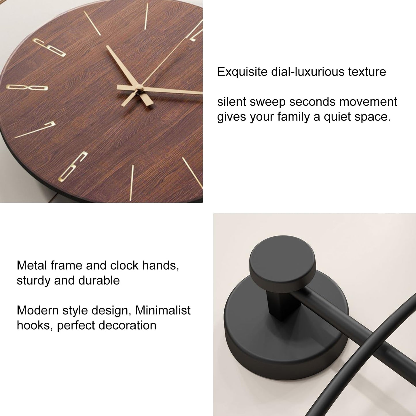 Relojes de pared para decoración de sala de estar, relojes de pared grandes y modernos decorativos con péndulo, funciona con pilas, para dormitorio, oficina, cocina, hogar, reloj de cuarzo de metal